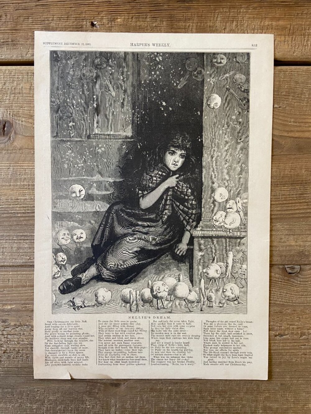 Kate Greenaway, Antique Woodcut Engraving,